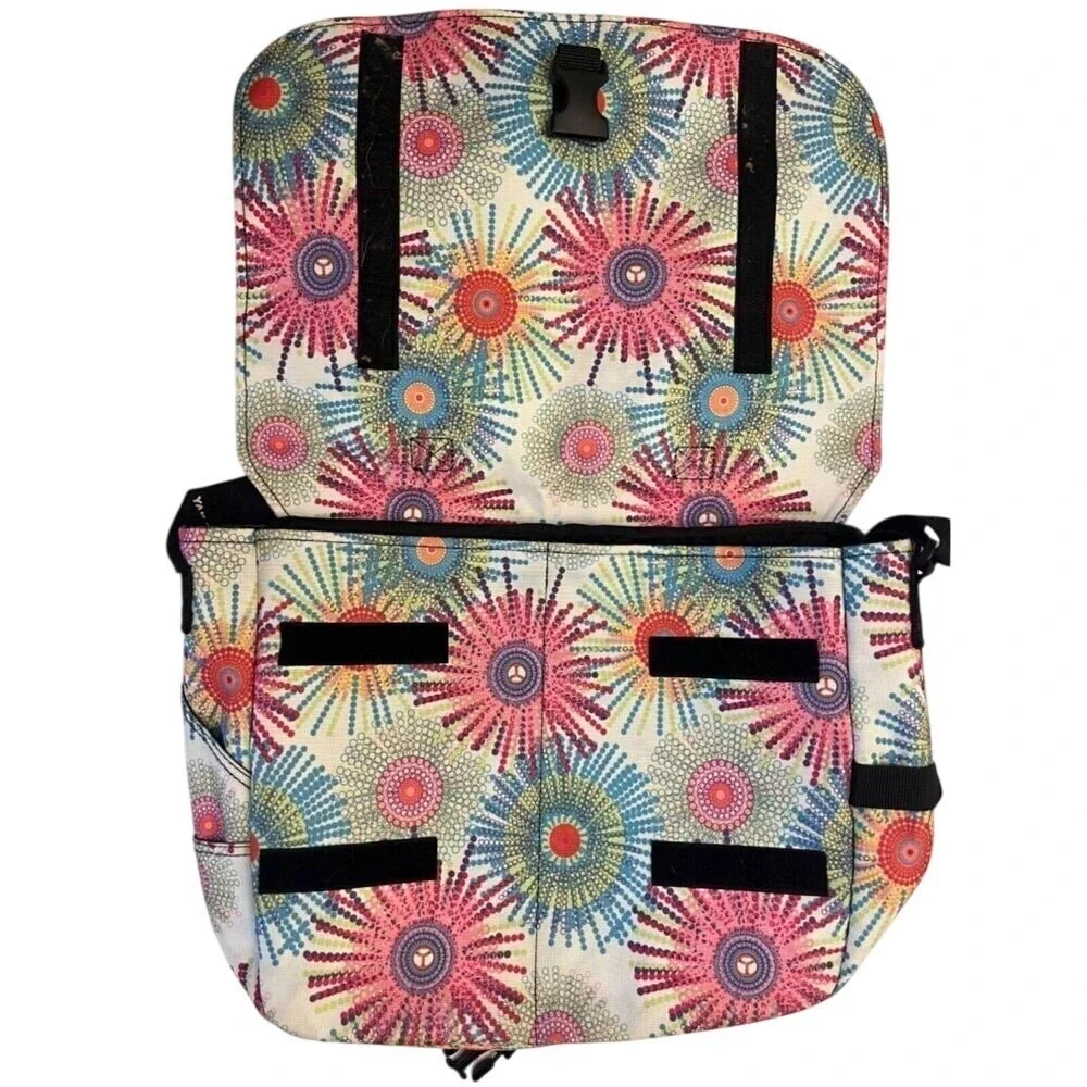 Yak Pak Floral Starburst Flower Power Crossbody Messenger Satchel Hippie Hobo